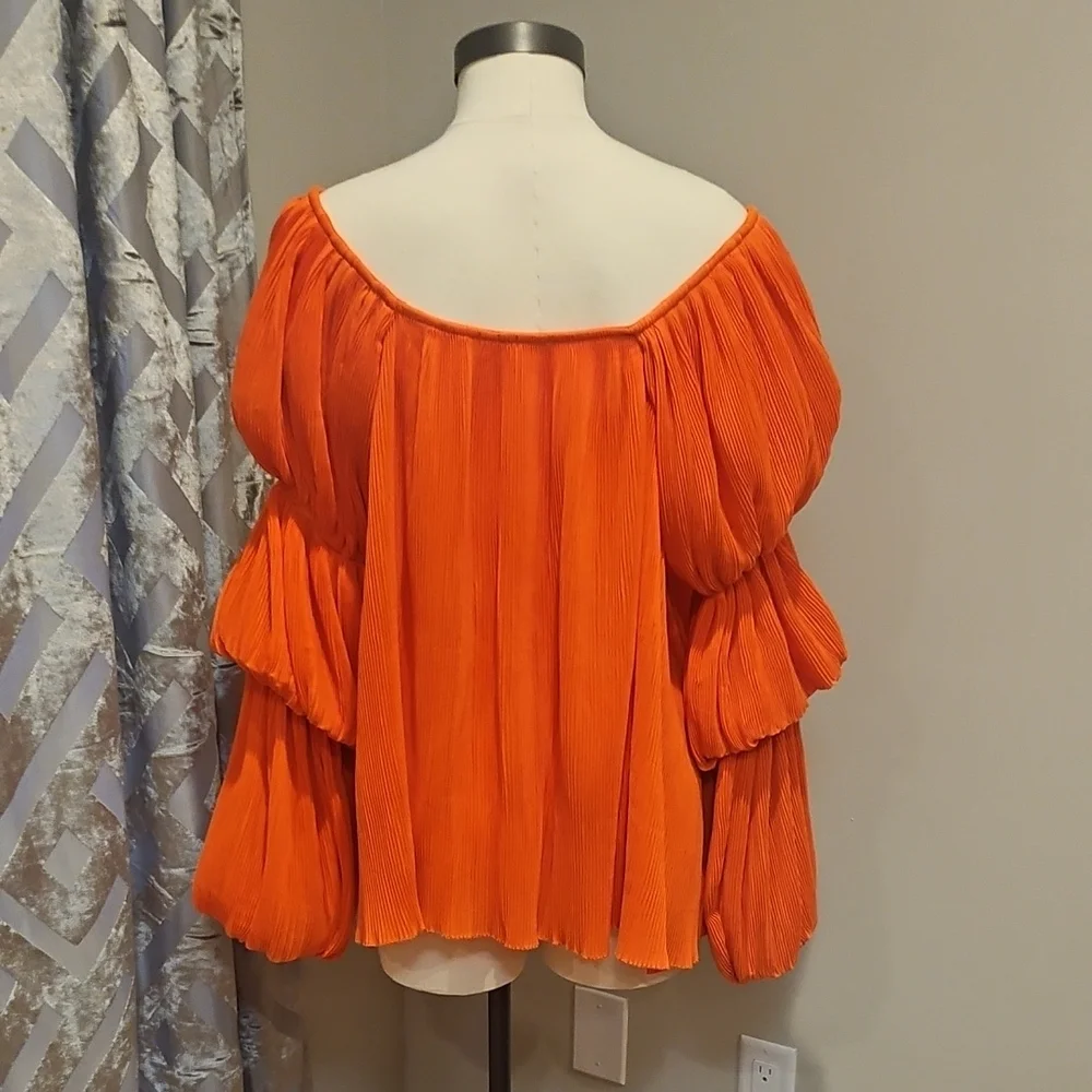 Elegant Orange Off-Shoulder Blouse - Picture 4 of 6